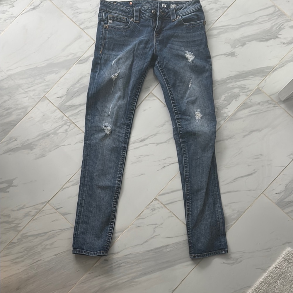 Miss Me Blue Skinny Distressed Jeans